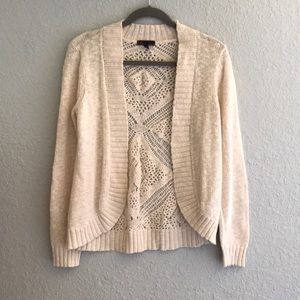Cream Cardigan with Crochet Back